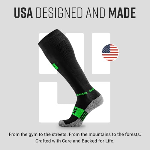 Image of MudGear Graduated Compression Socks, Durable, Sweat-Resistant OCR Performance Socks with Cushioned Footbed, Made in USA