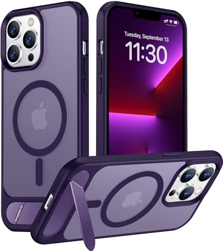 Image of Magnetic Compatible with iPhone 13 Pro Max Case, [Built-in Invisible Kickstand][Compatible with MagSafe] [Military Grade Shockproof] Slim Translucent Matte Phone Case for iPhone 13 Pro Max 6.7 inch
