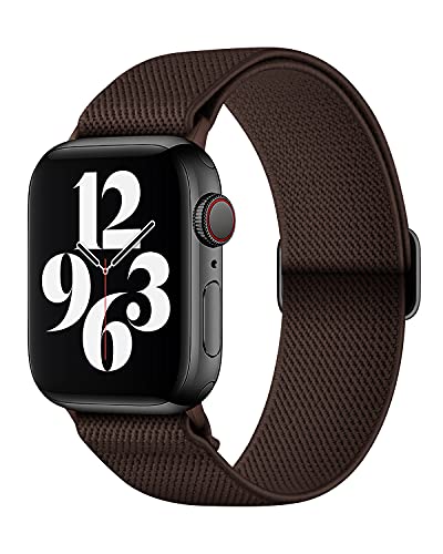 Image of AMANECER Stretchy Nylon Bands Compatible with Apple Watch Ultra 3 /2 /1 SE Series 11 /10 /9 /8 /7 /6 /5 /4, Adjustable Braided Elastic Sport Loop Rugged Strap for iWatch Women Men (Coffee Brown, 44 /45 /46 /49MM)