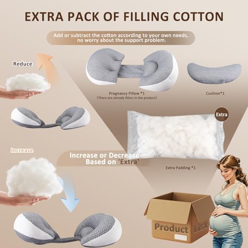 Image of Chilling Home Pregnancy Pillow for Sleeping Portable, Maternity Pillow for Side Sleeper, Travel Wedge Pillow, Body Pillow Support for Back, Belly, with Removable Cover, Pink