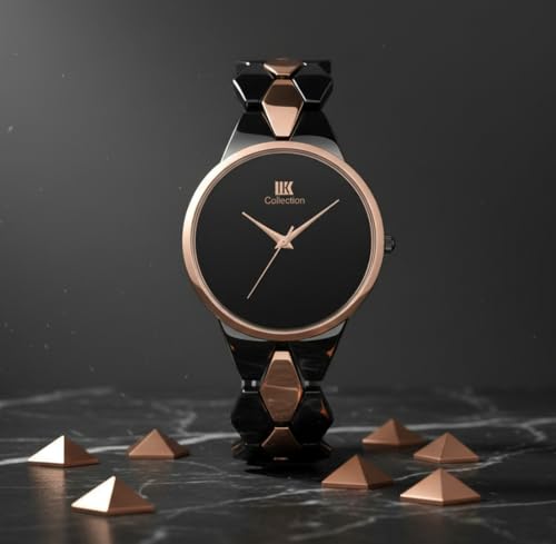 Image of IIK COLLECTION Watch for Women Round Dial |Analogue Quartz Movemnet Ladies Watch|Long Battery Life|Stainless Steel Adjustable Bracelet Chain Strap|Fancy Clasp Safety Watch for Woman