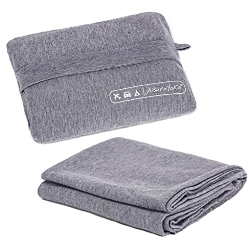 Aisuruyoko BLANKET01 Grey Compact Travel Blanket, Airplane Blanket, Road Trip Blanket, Mini Travel Blanket, Soft, Packable, Lightweight cover