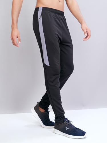 Image of TECHNOSPORT Men's Slim Fit Mid Rise Solid Trackpant with Techno Dry for Gym, Workout & Sports