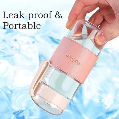 Image of Mini Glass Water Bottle 340ML, Leak-Proof Double-Walled Travel Bottle | Small Water Bottle for School, Office, Coffee & Picnic (Multicolour, 1 Piece)