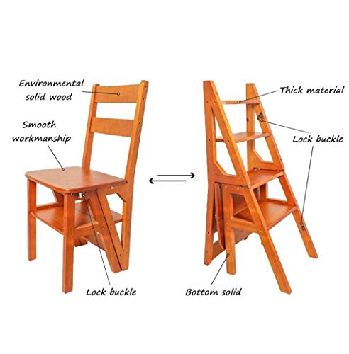 Taburete de escalera deformable de madera maciza y escalones plegables para casa 3