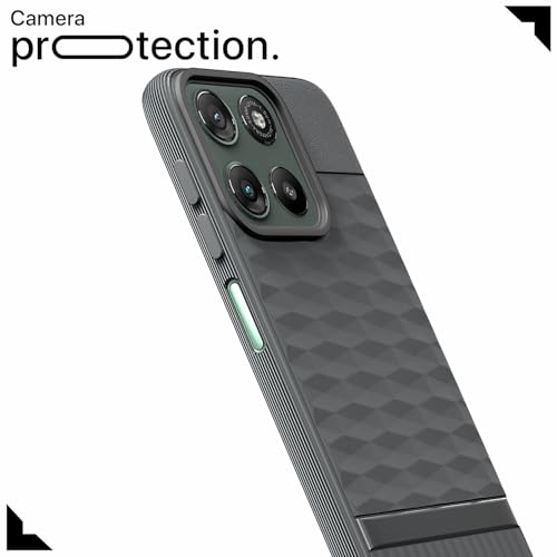 Image of Pikkme Back Cover for Motorola Moto G67 Power 5G / G57 Power 5G Camera Protection 3D Hexa Cube Design Silicone Protective Bumper Case (Grey)