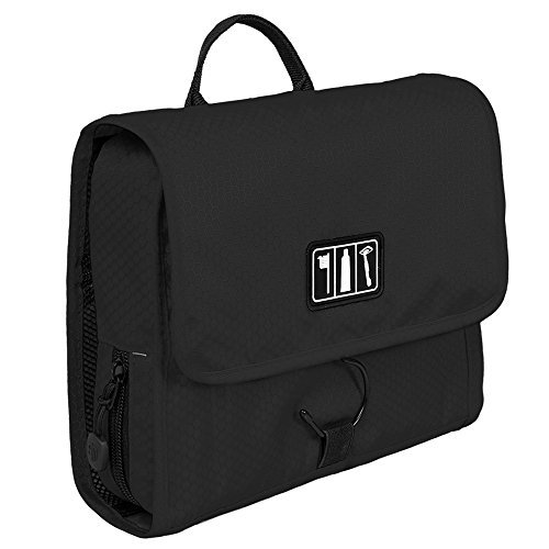 BAGSMART Hanging Travel Toiletry Bag Cosmetic Carryon Case Folding Makeup Organizer with Breathable Mesh Pockets Black