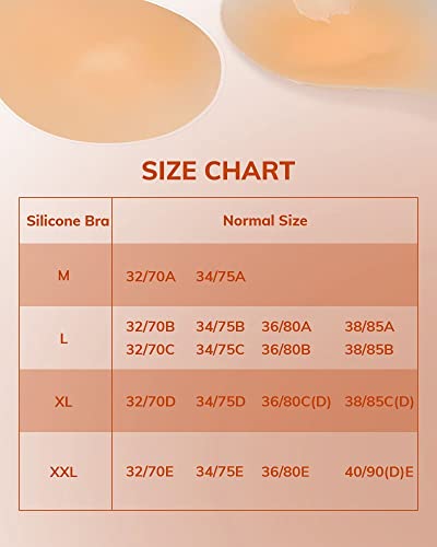 Adhesive Bra 2 Pairs Strapless Sticky Invisible Push Up Silicone Bra For Backless Dress With Nipple Covers (Fit Cup C D) Nude #TOP6