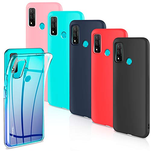 Leathlux 6 u00d7 Coque Huawei P Smart 2021 Housse Silicone Souple TPU Étui Protection Bumper Case Cover Coque pour Huawei P Smart 2021 6.67 Transparente, Rose, Menthe Verte, Bleu Foncé, Rouge,Noir