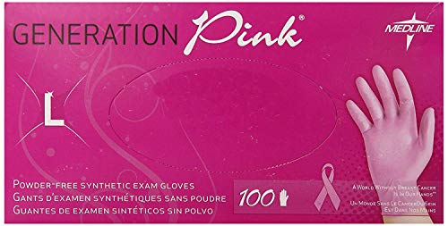 Medline Generation Pink 3G Synthetic Exam Gloves, Large, 100 Count