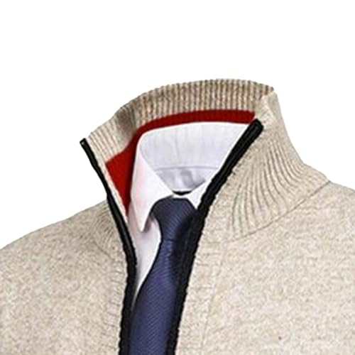 JEShifangjiusu Men'S Full Zipper Cardigan Slim Fit Cable Knitted Button Sweater Lightweight Casual Stand Collar With Pockets2