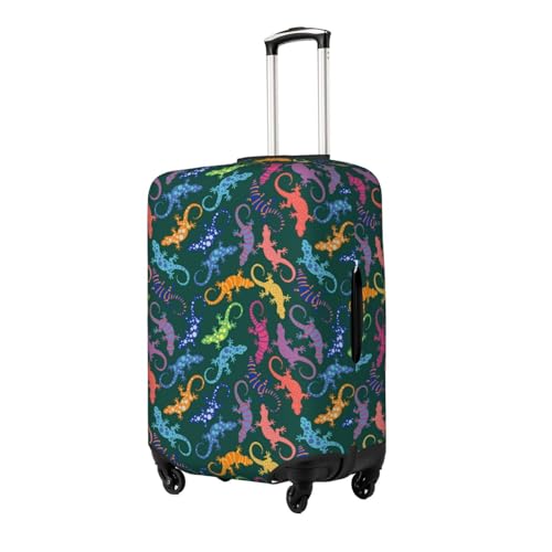 Tropical Lizard Gecko Colorful Luggage Cover Protector Anti-Scratch Washable Fits 18-32 Inch Luggage-X-Large2