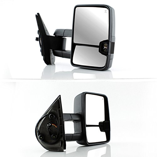 AKKON - For 07-13 Chevy Silverado Amber Extendable Towing Power Heated Function Side Mirrors Left + Right Pair