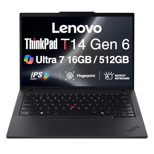 Image of Lenovo ThinkPad T14 Gen 6 Copilot+ Business Laptop 14.0 inch IPS FHD+ Display | Intel Ultra 7-255U, 16GB DDR5, 512GB PCIe SSD, Backlit KB, Fingerprint, 5MP Webcam, 2 Thunderbolt 4, Win 11 Pro