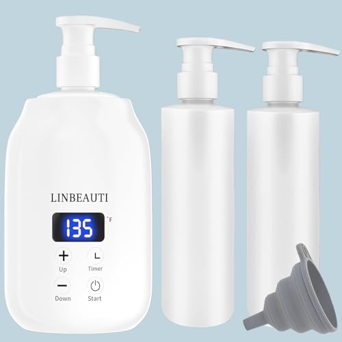 Image of Massage Oil Warmer with Two Oil Bottle, Lotion Bottle Warmer Heater, Smart Touch Key Electric Warm Lotion Dispenser, Lube Gel Cream Warmer for Home Pro Salon Spa Massage (White)