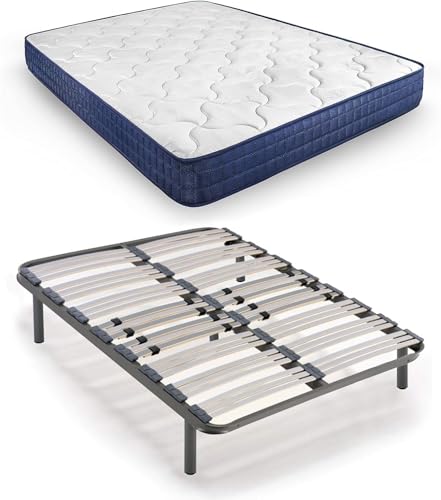 HOGAR24 ES   Cama Completa con Somier Multiláminas de Regulación Lumbar y Colchón Relax Edition con Tratamiento Aloe Vera   Medida: 120x190 cm