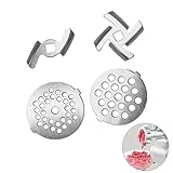 VNIMTI Meat Grinder Blades and Plate, Stainless Steel Meat Grinder Attachments for Stand Mixer, Meat Mincer Parts with 2 Sharp Blades and 2 Cutting Plates