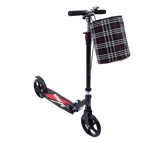 MEELRYD Scooter für Erwachsene & Jugendliche, Höhenverstellbarer Klapproller mit Korb, Tretroller Erwachsene luftreifen mit Handbremse und Fußbremse, bis zu 150kg, ideal Wahl für Pendler und Reisende