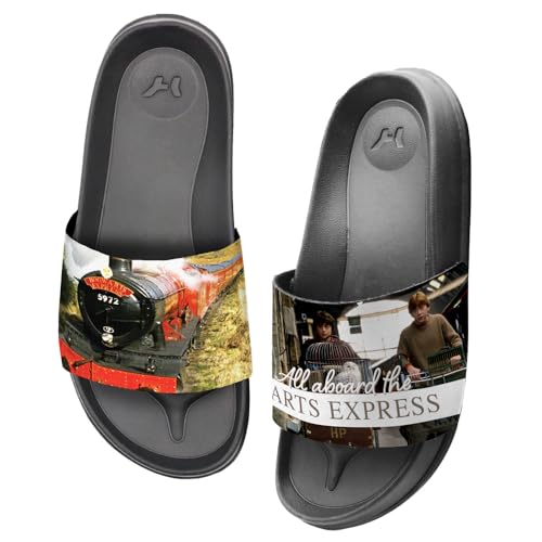 Popfunk Harry Potter Hogwarts Express 9 3/4 Unisex Adult Slides Adjustable Flip Flop Sandals Officially Licensed Hypd Slydr Switch™3