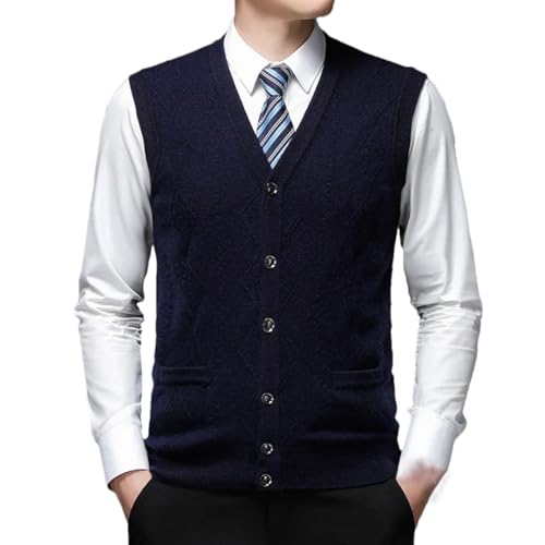 Men's V-Neck Knitted Sweater Vest Sleeveless Plain Solid Pullover Casual Waistcoat for Fall Fashion