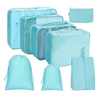 MI CASA Koffer Organizer Set 8-delige set kubussen voor koffer, waterdichte kofferorganizer, pakzakken, schoenenzak, kledingtassen, compressie voor reizen, accessoires, cosmetica - blauw