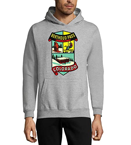 Sweat à capuche Berthoud Pass Colorado original vêtement de ski rétro gris taille S
