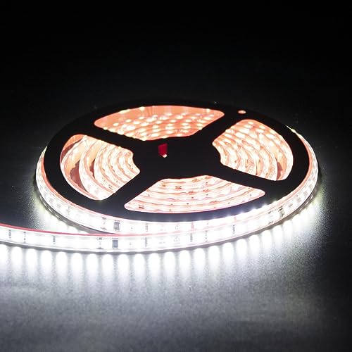Image of 32.8ft LED Strip Lights AC110V Self Adhesive LED Tape Light | 6000K Cool White IP67 Outdoor Waterproof Super Bright Flexible Cuttable LED Light for Under Cabinet Bedroom Lighting