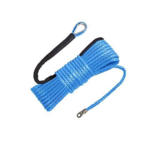 RIOOP - Cuerda sintética para cabrestante, 1/4 pulgadas x 50 pies, línea de cable de cabrestante de 10 libras con funda protectora para ATV UTV (azul)