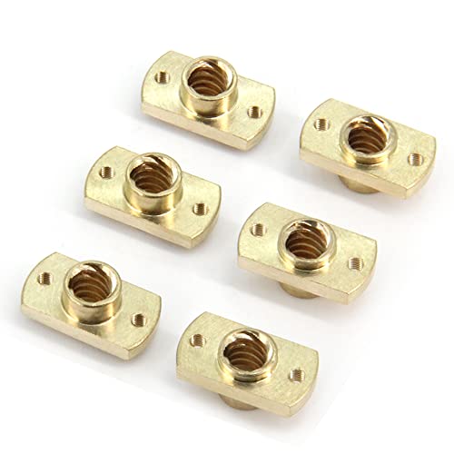 Zeberoxyz 6PCS Brass T8 Nut Trapezoidal Screw for 8mm Diameter, 2mm Pitch 8mm Lead Screw Nut for Ender 3 CR-10 CR-10s Z 