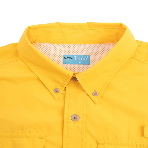 Tuna Men's Fishing Outdoor Button Down UPF 50+ Sun Protection Waterproof Hiking Short Sleeve Shirts3