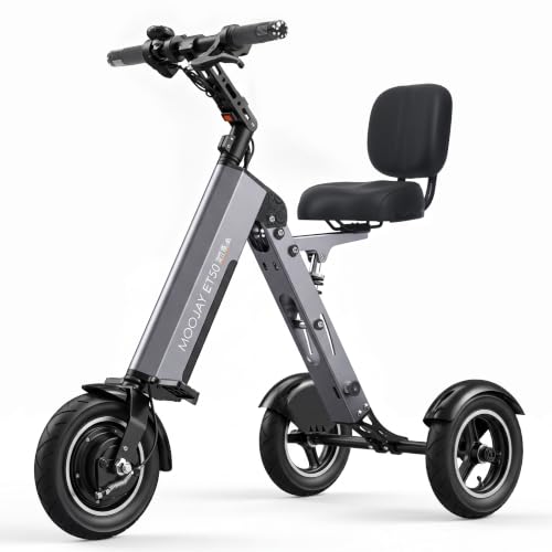 Image of Electric Scooter 3 Wheels Foldable E-Trike with Backrest Seat for Adults