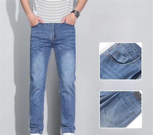 Men's Ice Silk Jeans Summer Thin Straight Leg Slim Fit Stretch Denim Pants Outdoor Business Casual4