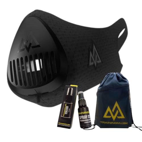 Masque d'entraînement respirant multisports 3.0 avec sac gratuit et spray (L)