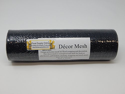 Floral Supply Online - 10 Inch X 30 Feet Black Metallic Mesh Ribbon. The Exclusive Metallic Mesh With A Unique Touch Of Color And Sparkle. #TOP2