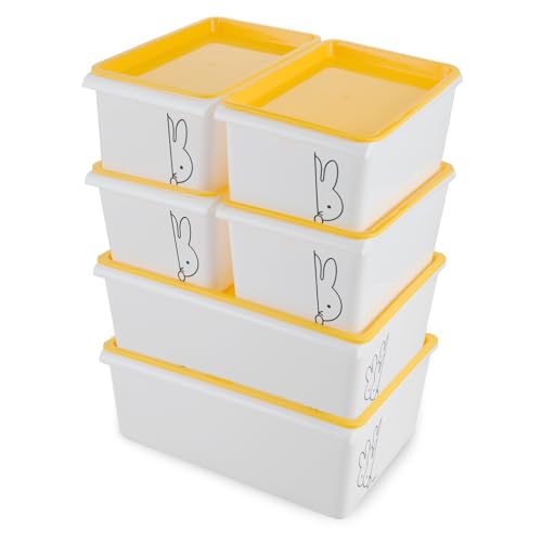 Image of Nayasa Lego Print Stack N Store Big 2, Small 4 | Plastic Storage Boxes With Lid | Side Handle | Stackable Boxes | Can Be Used For Multipurpose Storage | Strong And Durable Quality | Yellow
