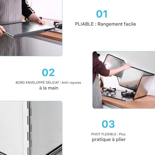 Grille anti-projections d'huile pliable pour poêle et protection murale - 8