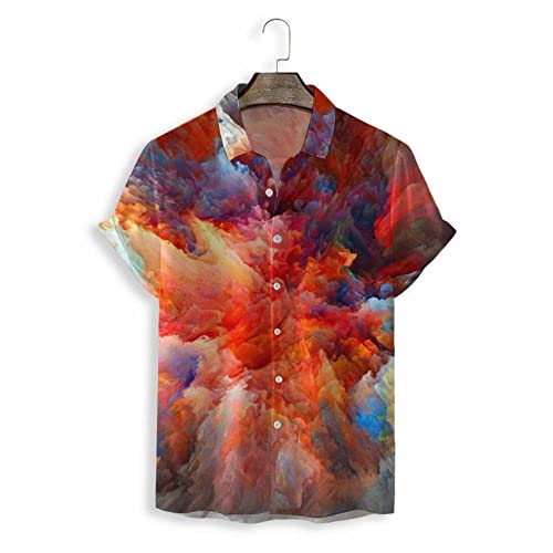 Chemise hawaïenne hommes rouge aquarelle mode été tropicale