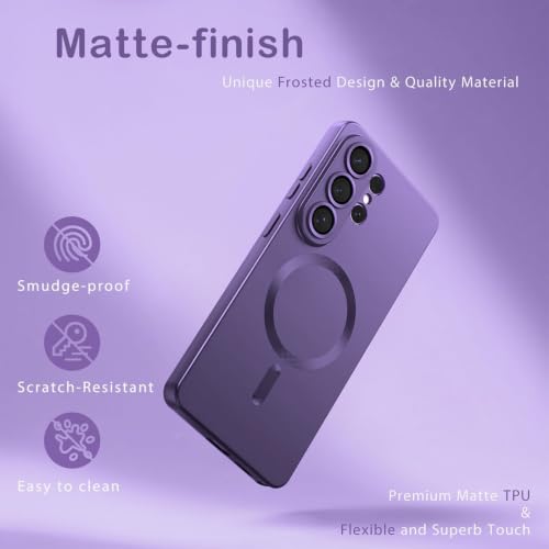 Image of DIZORO Samsung S26 Ultra Case, Compatible with Mag Safe Back Cover, Matte Luxury Metallic Luster Flexible TPU Wireless Charging Shockproof Case with Camera Protector (Metallic Deep)