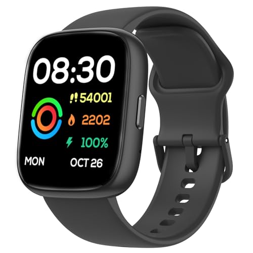 Smart Watch for Men Women Compatible with iPhone Samsung Android Phone 1.69 inch Full Touch Screen IP68 Waterproof Bluetooh Fitness Tracker Heart Rate/Sleep Monitor (Matte Black)
