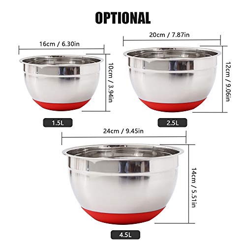 Kiaya Tigela de mistura Tigela de mistura compatible withsalada de aço inoxidável com fundo de silic