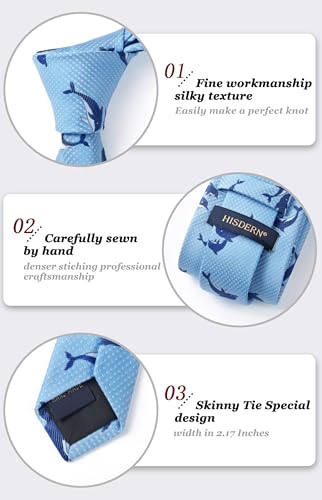 Image of HISDERN Ties for Men Classic Animal Tie and Pocket Square Set Jacquard Woven Silk Neckties Handkerchief Wedding Party