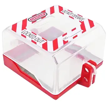 Emergency Stop Button Lockout, 3 x 3 Hole Dimensions, Box Type Transparent Push Start Button Cover, Lockable Push Button Switch Cap, Permanent Installation