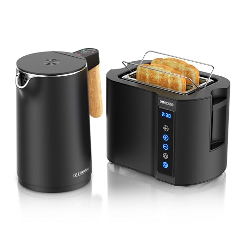 Arendo - Wasserkocher Toaster SET - Edelstahl - Wasserkocher mit...