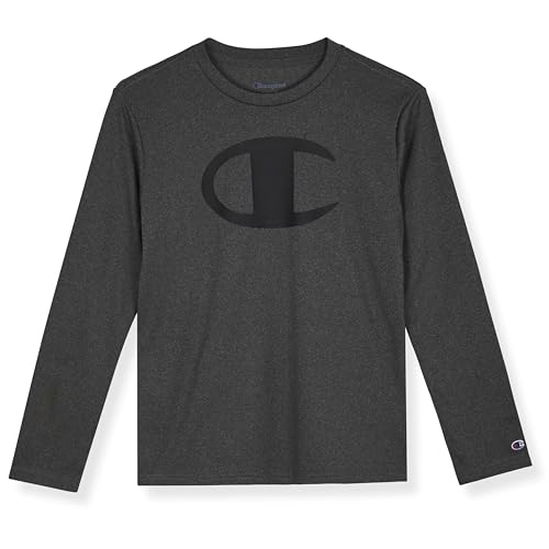Champion Boys Athletic Crewneck Long Sleeve T-Shirt Charcoal Heather