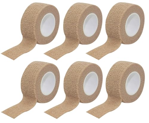 AmeriCan Goods 6/Pack Tan Cohesive Bandage Wrap Self-adherent 5 Yards Roll Elastic Breathable Non Woven Stretch First Aid Tape (1