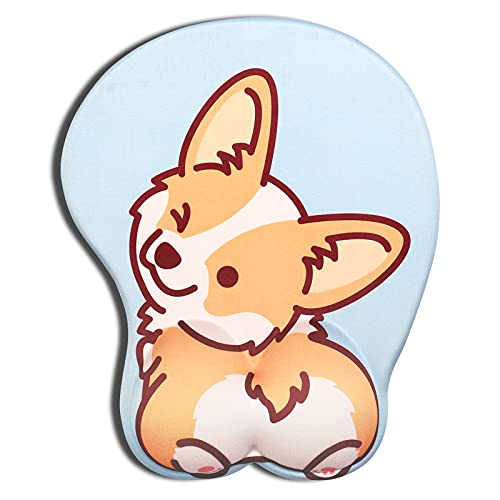 AOKSUNOVA Tapis de Souris Ergonomique Repose Poignet Gel Mouse Pad en Gel avec Repose-Poignet 3D Motif Corgi