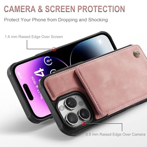 Vinich for iPhone 13 Pro Wallet Case with Card Holder, RFID Blocking Credit Slots Kickstand Shockproof Phone Cover Fit for iPhone 13 Pro 6.1" Rose Pink by Vinich - Used condition - Image 3