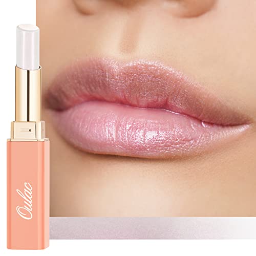 Oulac 2 in1 Schimmernder Lippenstift und Lip Balm Weiß, Saftiger und Glänzender lippenpflege Lippenstift, Hydratisierte Lippen, Glänzendes Finish für Trockene, Rissige und Spröde Lippen, Vegan (S03)