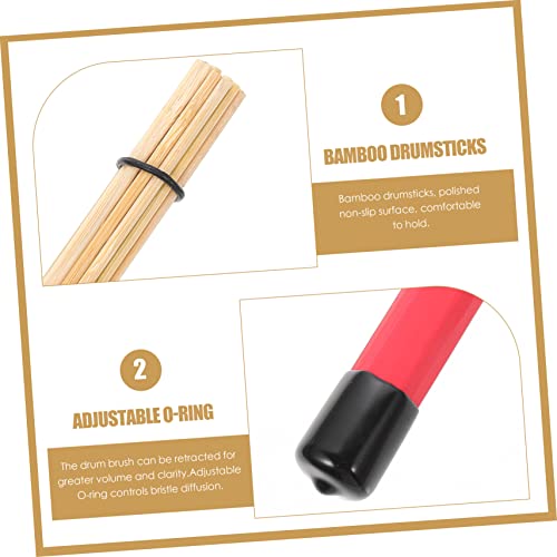 Set profesional de 19 piezas de baquetas y escobillas de bambú para batería y accesorios para instrumentos musicales miniatura 6