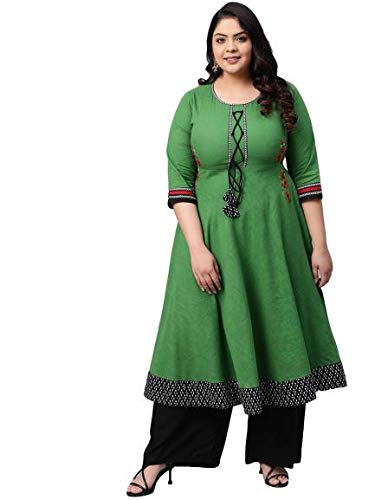 Yash GalleryWomen's Cotton Slub Embroidered Anarkali Kurta